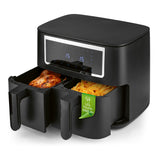 GOURMETmaxx Doppelkammer-Heißluftfritteuse 2 x 4 L mit Touchdisplay, Timer, 10 Programme, fettarm und doppelte Garzonen.