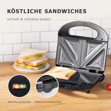 GOURMETmaxx Sandwich Maker mit LED-Kontrollleuchte - Schwarz, toastet und halbiert 2 Sandwiches schnell und antihaftbeschichtet.