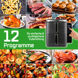 GOURMETmaxx FryUp Vertikale Doppelkammer-Heißluftfritteuse 10 L mit 12 Programmen für vielseitiges Kochen.
