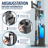 CLEANmaxx AeroTec 500 Staubsauger mit Absaugstation in Grau/Silber entleert automatisch 600 ml Behälter in 20 Sek. ohne Staubkontakt.