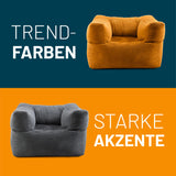 LUMALAND Modularer Sessel aus der Cord-Reihe, 96x72x70 cm - Bezug soft & waschbar - Senfgelb und in Grau als Trendfarben gezeigt.