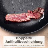 BRATmaxx Karbonstahl-Pfanne Ø 20 cm mit 2-fach-Antihaftbeschichtung für alle Herdarten, ideal für fettarmes Braten.