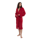 LUMALAND Luxury Mikrofaser Bademantel mit Kapuze für Damen und Herren, Rot, Größe XXL, flauschig, wärmend, saugstark, bequem.