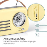 EASYmaxx Radio Retro - Stil der 50er-Jahr - Vanille mit Wireless Connection, Analogtuner, Tragegriff und USB-Akkuladefunktion.