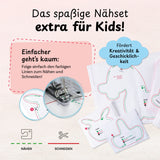 cuci cuci Näh-Baukastenset Motiv Einhorn Elly mit farbigen Linien für einfache Näherfolge, Kreativität und Geschicklichkeit für Kinder ab 5 Jahren