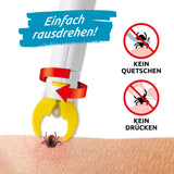 tickSAFE Zeckengreifer mit rotierendem Greiferkopf zur Anwendung am Menschen schonend Zecke entfernen ohne Quetschen oder Drücken einfach rausdrehen