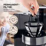 Barista Filterkaffeemaschine Touch Iso mit Mahlwerk und LED-Touchdisplay zeigt waschbaren, permanenten Kaffeefilter für nachhaltigen Genuss.