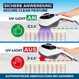 CLEANmaxx Milbensauger Vibration mit UV-C-Licht zeigt sichere Anwendung durch automatische Abschaltung bei Anheben über 2,5°
