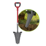 EASYmaxx Spaten- & Wurzelsäge 114 cm grau/rot mit integrierten Sägezähnen und ergonomischem Griff zum Ausheben von Erde und Wurzeln.