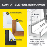 EASYmaxx Moskitonetz für Fenster bis 110 x 130 cm mit selbstklebendem Klettband, passend für Kunststoff, Holz und Aluminiumrahmen ab 9 mm Breite.