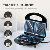 GOURMETmaxx Sandwich Maker mit LED-Kontrollleuchte – schwarz, antihaftbeschichtet, 2 Sandwiches gleichzeitig, Cool-Touch-Griffe, einfache Reinigung.