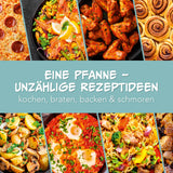 GOURMETmaxx elektrische Partypfanne Ø 30 cm mit Thermostat und Glasdeckel zeigt vielfältige Gerichte zum Kochen, Braten, Backen und Schmoren.