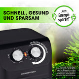 GOURMETmaxx Heißluftfritteuse 4 L mit stufenlos einstellbarem Thermostat für schnelles, fettarmes Garen und sparsamen Energieverbrauch.