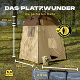 Where Tomorrow - Pop up Duschzelt 220 cm hoch Braun, leicht, schnell aufgebaut, wasserfest, ideal für Outdoor, Festival und Reise.