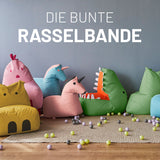 LUMALAND Animal Line Kindersitzsack Dino - Senfgelb als kuscheliger, wasserabweisender und robuster Sitzsack in kindgerechtem Design.