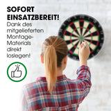 #DoYourDart Sisal-Dartscheibe Set mit selbstschließender Faser, Surround, Pfeilen und Montage-Material für sofortigen Spielstart.