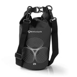 #DoYourOutdoor Dry Bag 2L - Schwarz wasserdichter, robuster Outdoor-Rucksack mit verstellbarem Schultergurt und Rolltop-Verschluss.