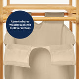 LUMALAND Bambus Wäschekorb mit ausziehbarem, abnehmbarem Wäschesack und Klettverschluss, 33 x 33 x 73 cm, beige