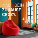LUMALAND Sitzsack Drops (300 L) in Rot, modern und multifunktional für drinnen und draußen, leicht und langlebig.