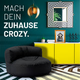 LUMALAND Sitzsack Lounge (320 L) in Schwarz, modern und gemütlich für In- und Outdoor, leicht, robust und pflegeleicht.