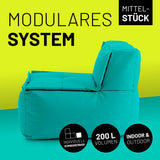 LUMALAND Sitzsack-Sofa Mittelstück Türkis, 200 L Volumen, modulare Verbindung, indoor & outdoor, robuste Nähte, pflegeleicht, abwischbar.