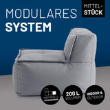LUMALAND Sitzsack-Sofa Mittelstück 200 L Grau, modular kombinierbar, robust, mit verdeckten Reißverschlüssen, für Indoor & Outdoor geeignet.