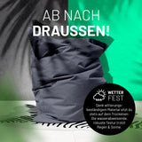 LUMALAND Sitzsack Classic XXL Stahlgrau, wetterfest, robust, wasserabweisend, für stilvolles Sitzen & Liegen drinnen und draußen.