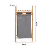 LUMALAND Bambus Wäschekorb mit ausziehbarem Wäschesack, 33 x 33 x 73 cm, Dunkelgrau, robust und pflegeleicht.