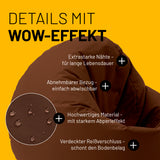 LUMALAND Sitzsack Drops (300 L) Braun mit extrastarken Nähten, abnehmbarem Bezug, Abperleffekt und verdecktem Reißverschluss für In- und Outdoor.