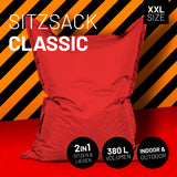 LUMALAND Sitzsack Classic XXL (380 L) in Rot, multifunktional, für drinnen & draußen, mit 380 L Volumen und robusten Nähten.