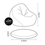 LUMALAND Sitzsack Drops (300 L) Grau, leicht 4,6 kg, Maße 120x75x20 cm, für In- & Outdoor, langlebig und pflegeleicht.