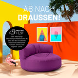 LUMALAND Sitzsack Lounge (320 L) in Lila, wetterfest, leicht zu reinigen, langlebig, für drinnen & draußen, mit verstecktem Reißverschluss.