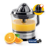 GOURMETmaxx Zitruspresse 0,7l aus Edelstahl mit 2 Pressaufsätzen, 2-Wege-Rotation und Aromadeckel für frischen Saft.