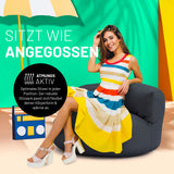 LUMALAND Sitzsack Lounge (320 L) Stahlgrau mit atmungsaktiver Füllung, flexibel und bequem für Indoor- und Outdoor-Nutzung.