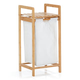 LUMALAND Bambus Wäschekorb mit ausziehbarem Wäschesack, weiß, 33x33x73 cm, robust, stilvoll und platzsparend für mehr Ordnung.