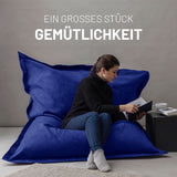 LUMALAND XXL Microvelours Sitzsack royal blau 140x180 cm, 380L Füllung, wasserfest, indoor, gemütlich zum Entspannen und Lesen.