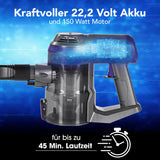 CLEANmaxx Akku-Zyklon-Staubsauger anthrazit/lila mit 22,2 V Akku und bis zu 45 Min. Laufzeit für kraftvolles Saugen.