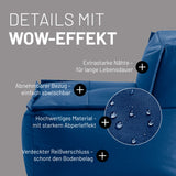 LUMALAND Sitzsack-Sofa Mittelstück Navyblau mit abnehmbarem Bezug, extrastarken Nähten und verdecktem Reißverschluss.