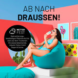 LUMALAND Sitzsack Drops (300 L) in Aquamarin, wetterfest, robust und bequem für Indoor & Outdoor Nutzung.
