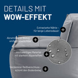 LUMALAND Sitzsack-Sofa Mittelstück Grau mit abnehmbarem Bezug, verdecktem Reißverschluss und extrastarken Nähten für lange Lebensdauer.
