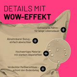 LUMALAND Sitzsack Classic XXL (380 L) mit abnehmbarem Bezug, wasserabweisendem Material, extrastarken Nähten und verdecktem Reißverschluss.