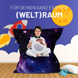 LUMALAND Sitzsack Classic XXL (380 L) Galaxy Edition mit Weltraumdesign, für drinnen & draußen, extra groß und langlebig.