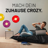 LUMALAND XXL Microvelours Sitzsack schwarz 140x180 cm, XXL Riesensitzsack, bequeme Indoor Sitzalternative, wasserfest und abziehbar.
