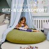 LUMALAND Sitzsack Interior Line 300l Füllung, rund, leinenlook, dunkelgrau, bequemer Indoor Sitzsack, 120x80x75 cm