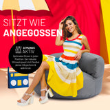LUMALAND Sitzsack Lounge (320 L) grau mit robuster Füllung, flexibel und atmungsaktiv, ideal für drinnen und draußen, leicht zu reinigen.