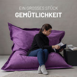 LUMALAND XXL Microvelours Sitzsack 380L in Lila, 140x180 cm, bequemer Indoor-Sitzsack zum Relaxen und Lesen.