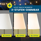 Hoberg LED-Standleuchte dimmbar - 187 cm schwarz/weiß mit 3-Stufen-Dimmfunktion für flexible Beleuchtung innen und außen.