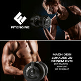 FitEngine verstellbare Multifunktionshantel - Kettlebell, Kurz- & Langhantel für flexibles Ganzkörpertraining zu Hause.