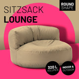 LUMALAND Sitzsack Lounge (320 L) beige, rund, ergonomisch, für In- & Outdoor, mit langlebiger Füllung und pflegeleichtem Material.