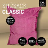 LUMALAND XXL Microvelours Sitzsack 380L, 140x180 cm, pink, wasserfest, Indoor-Alternative zu Sofa, Hocker, Sessel, gemütlich und geruchsneutral.